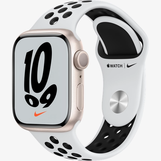 Apple Watch Nike Series 7 GPS, 41mm, Starlight, Pure Platinum/Black Nike  Sport Band purchase: price MKN33GK/A, installments - iSpace