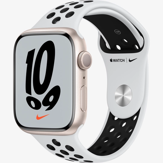 Apple Watch Nike Series 7 GPS, 45mm, Starlight, Pure Platinum