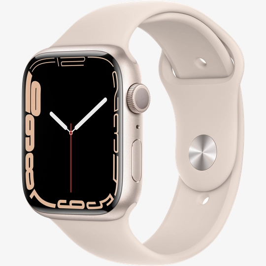 Apple Watch Series 7 GPS, 45mm, Starlight, Starlight Sport Band purchase:  price MKN63RB/A, installments - iSpace