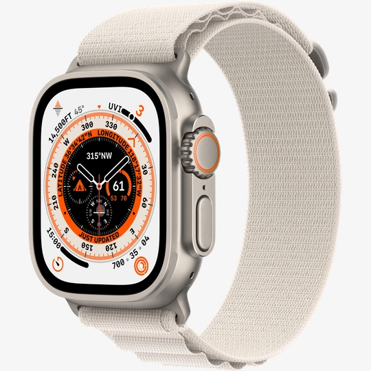 Apple Watch Ultra Cellular, 49mm, Natural, Starlight Alpine Loop, Medium purchase: price MQFR3GK/A, installments iSpace